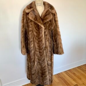 Vintage Fawn Taupe Mink Coat Chevron
